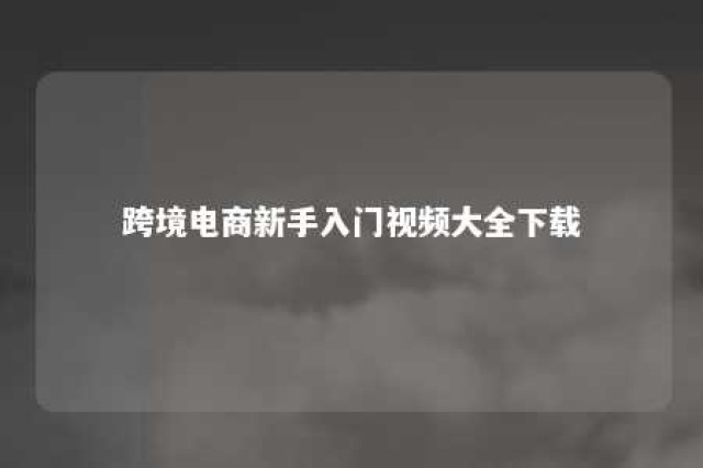 跨境电商新手入门视频大全下载 跨境电商新手入门视频大全下载安装