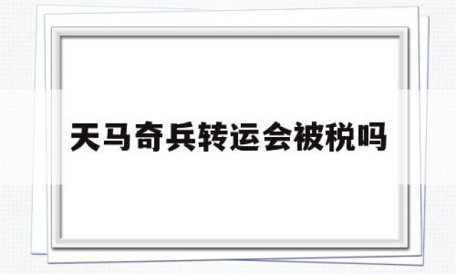 关于天马奇兵转运会被税吗的信息